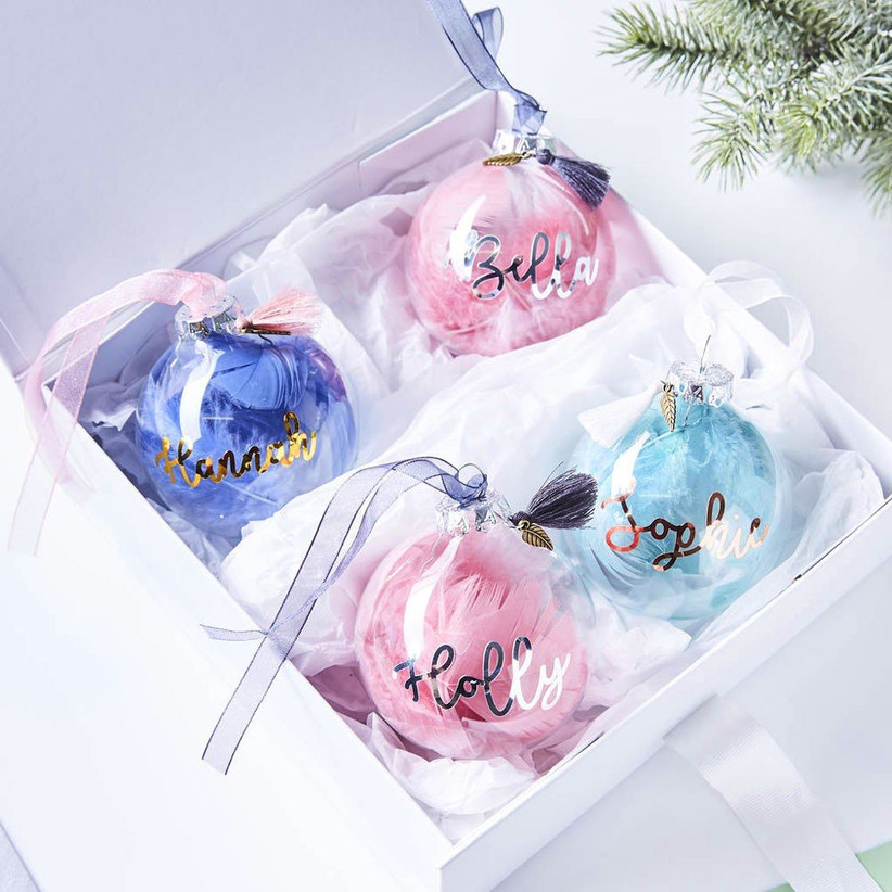 personalised christmas decorations wedding favours