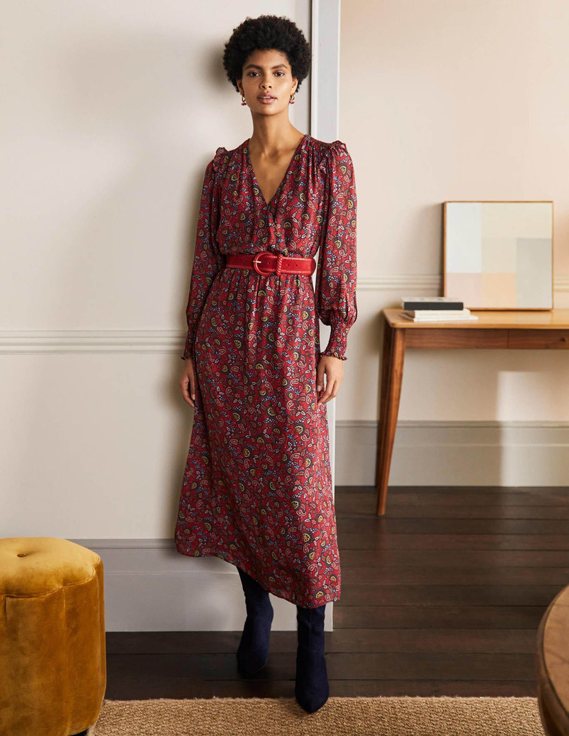 Model wearing a winterberry mother of the bride dress