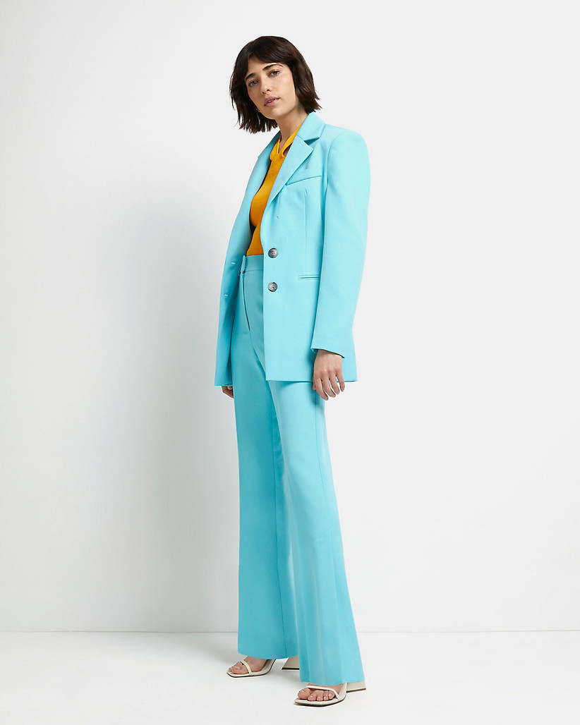 light blue trouser suit ladies