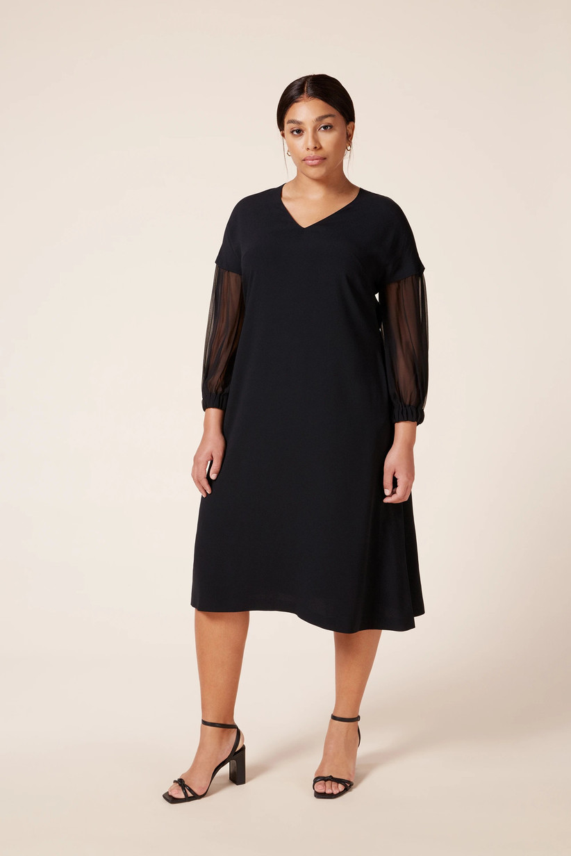 Black dress with sheer long sleeves