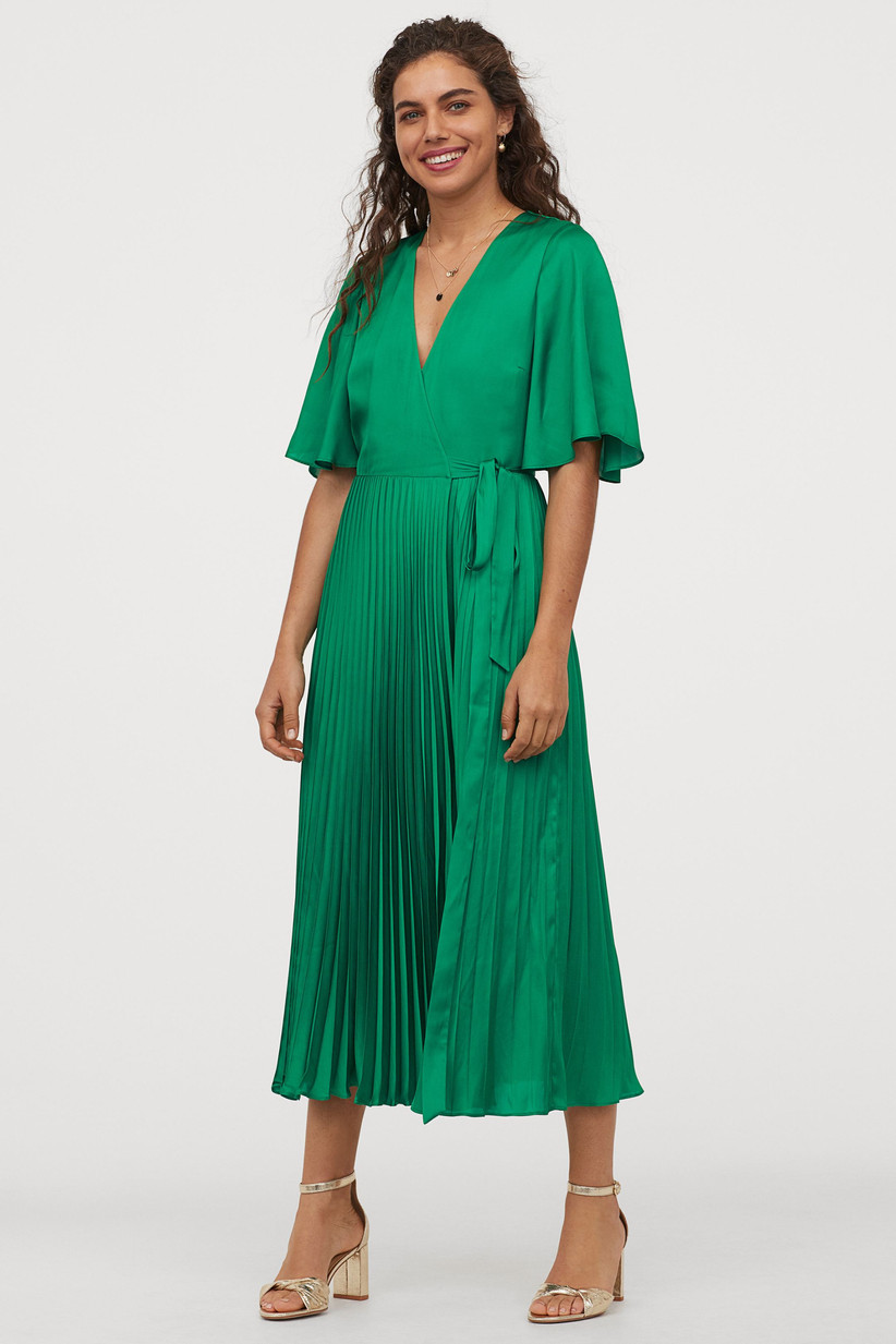 new look green satin dress