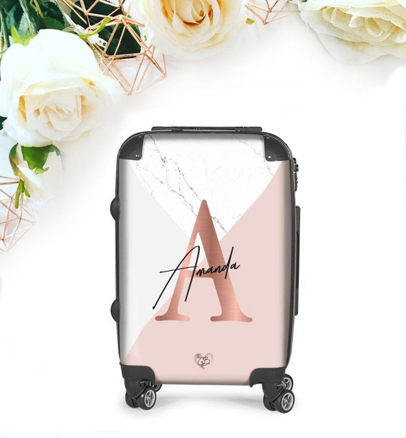 marble initials suitcase