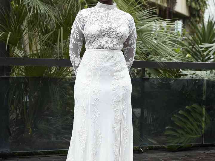 turtle neck bridal gown