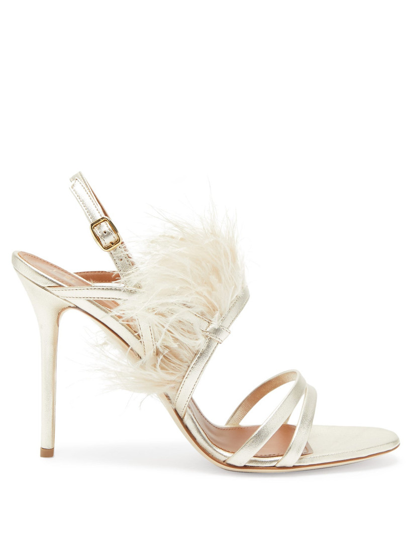 designer heels with feathers