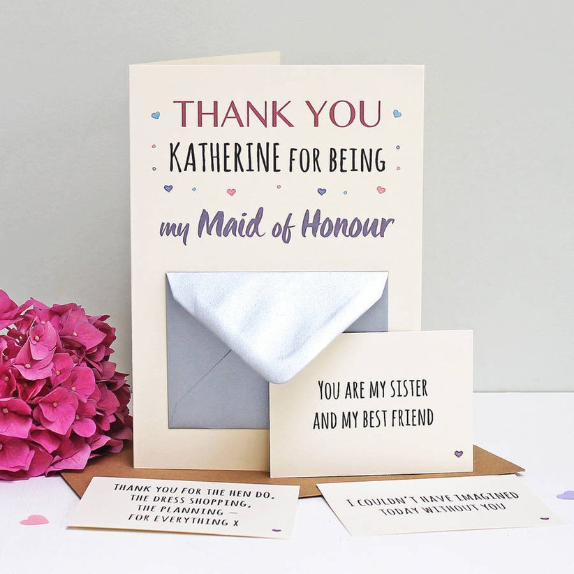 maid of honour thank you message