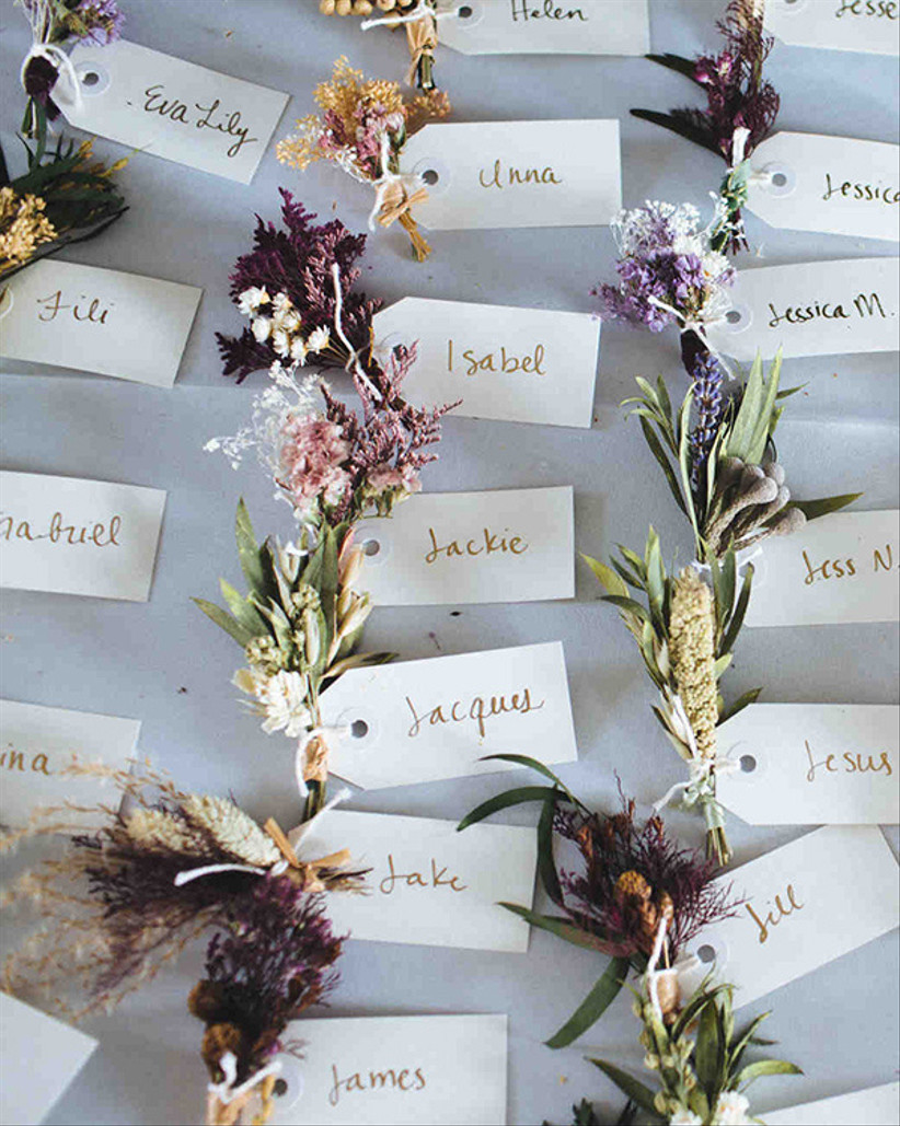 Orange Lily Flower Wedding Table Seating Name Place Cards 