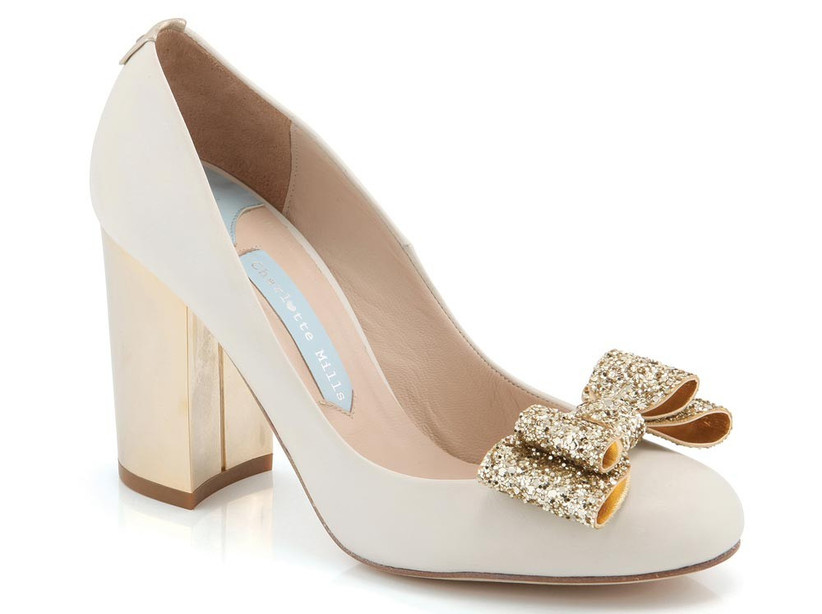 gold wedding heels for bride