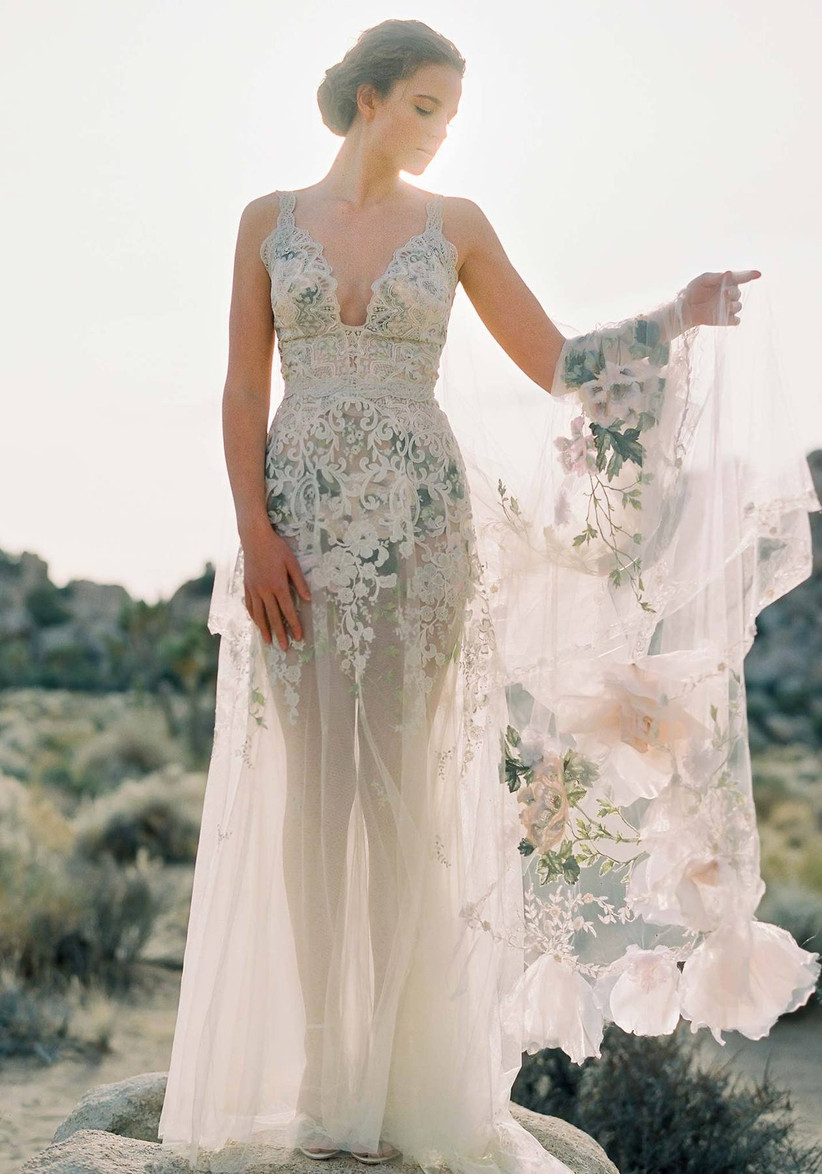 wedding dress with flowers on it