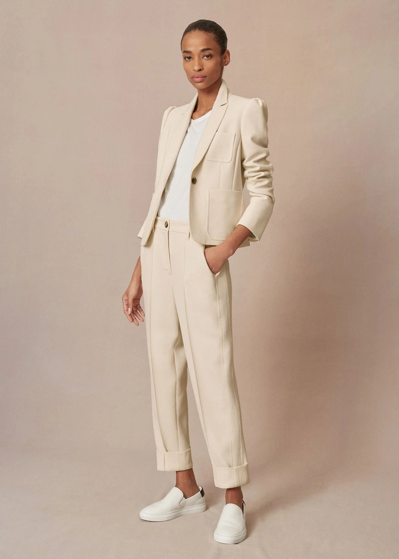 Cream trouser suit