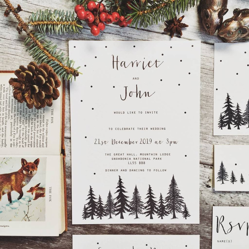 27 Enchanting Winter and Christmas Wedding Invitations