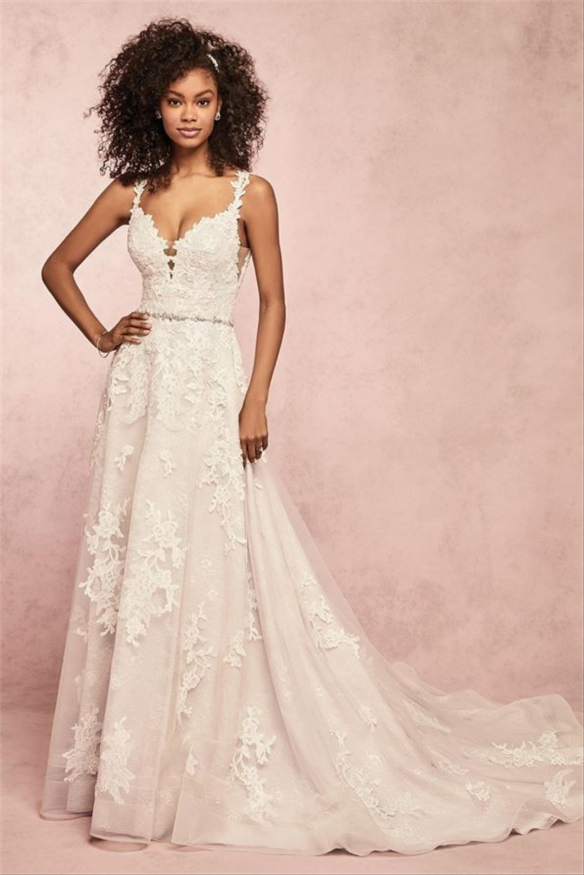 lace a line boho wedding dress