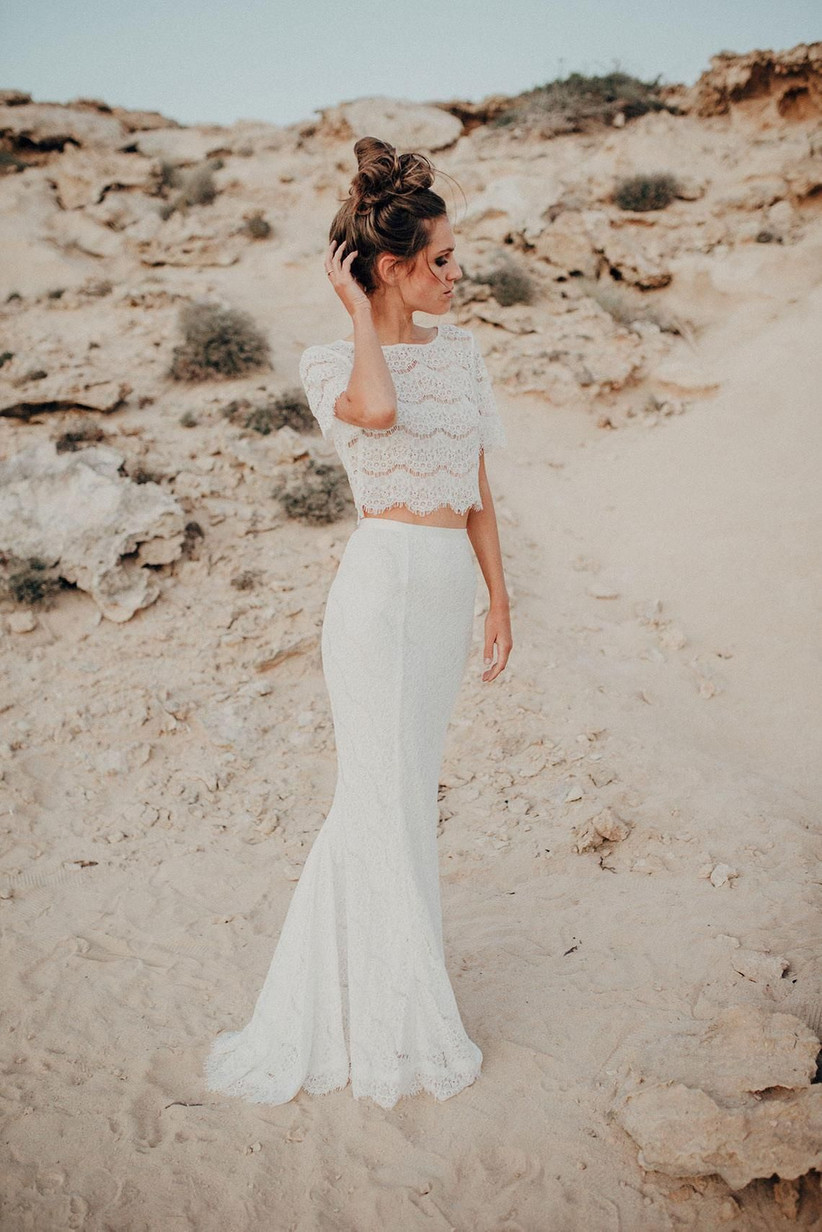 two piece bridal outfit