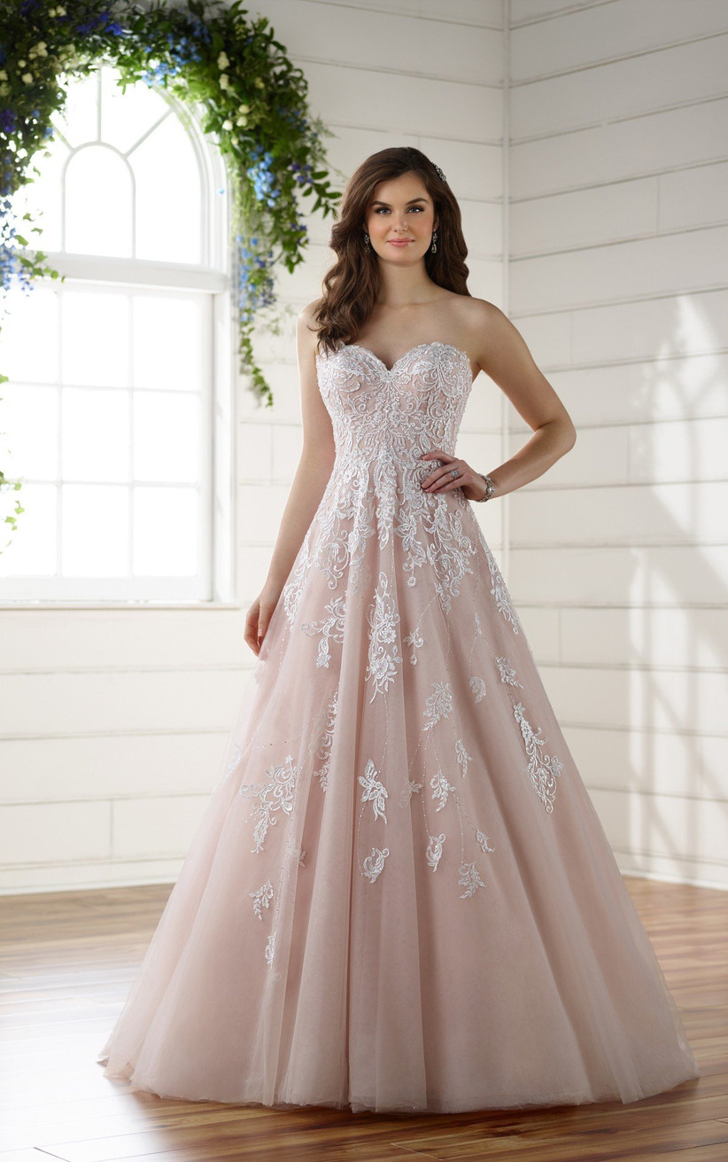 rose coloured wedding dress