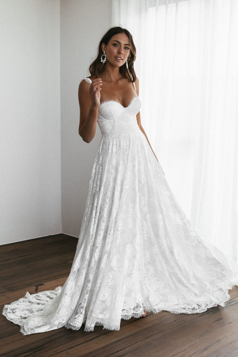 slinky lace wedding dress