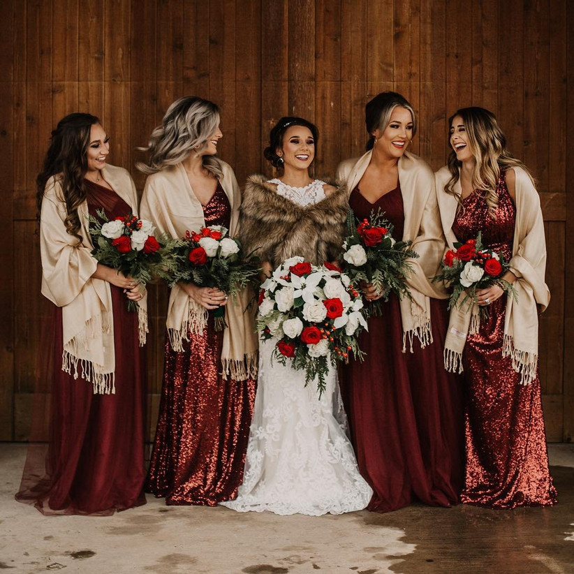 christmas wedding bridesmaid dresses