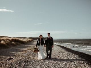 Real Covid Wedding: Camilla and Angus, Findhorn Beach and The Kale Yard