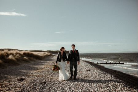Real Covid Wedding: Camilla and Angus, Findhorn Beach and The Kale Yard