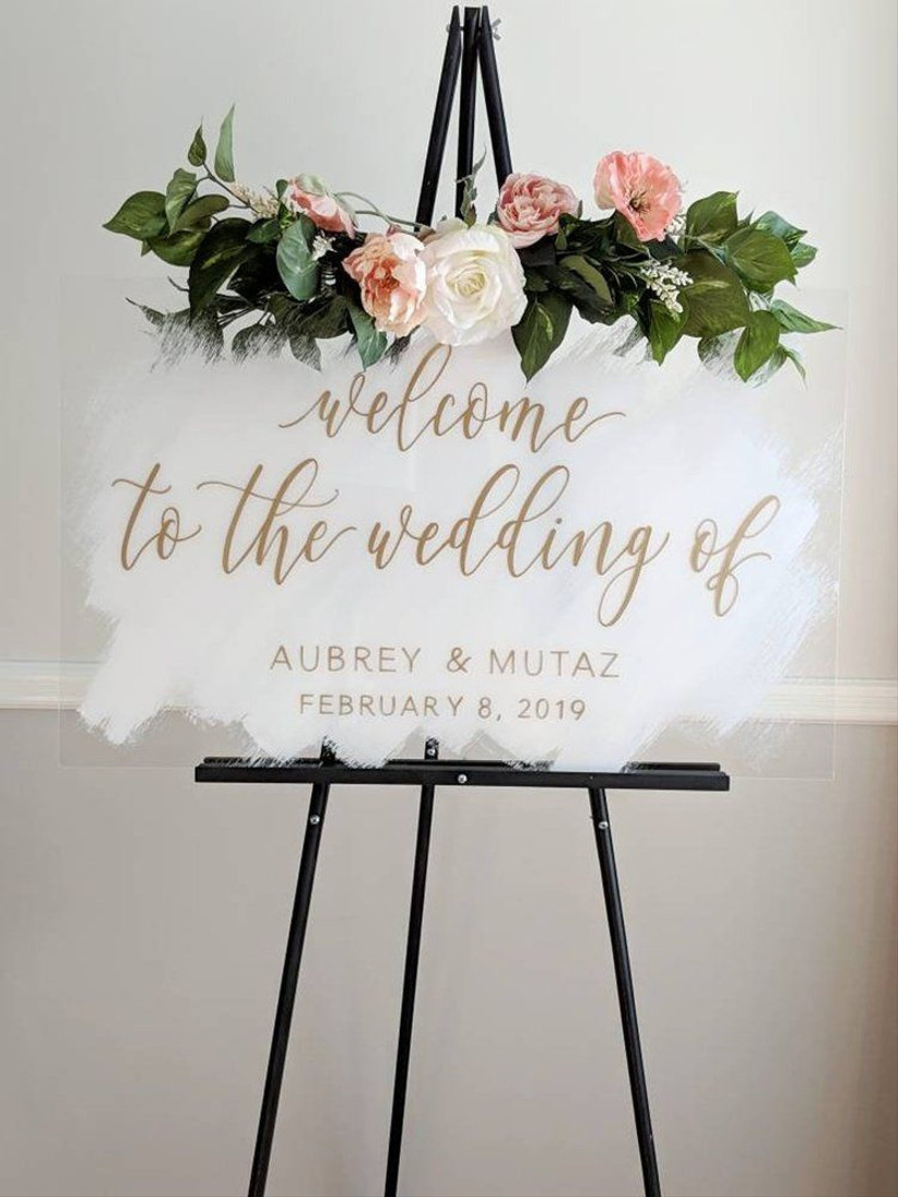 signs sign acrylic welcome bride painted ceremony chic visit place