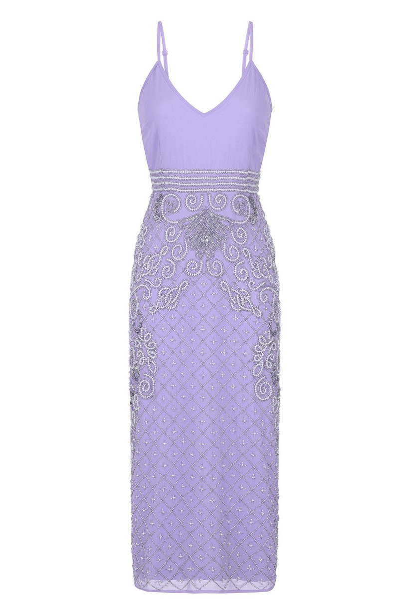 lilac midi bridesmaid dress