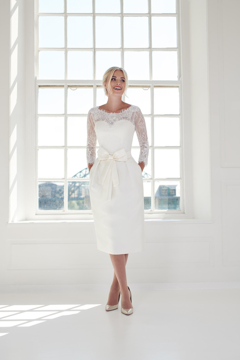 ivory midi wedding dress