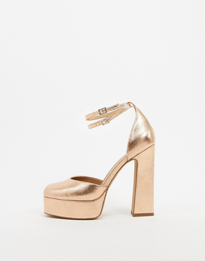 rose gold block heels 3 inch