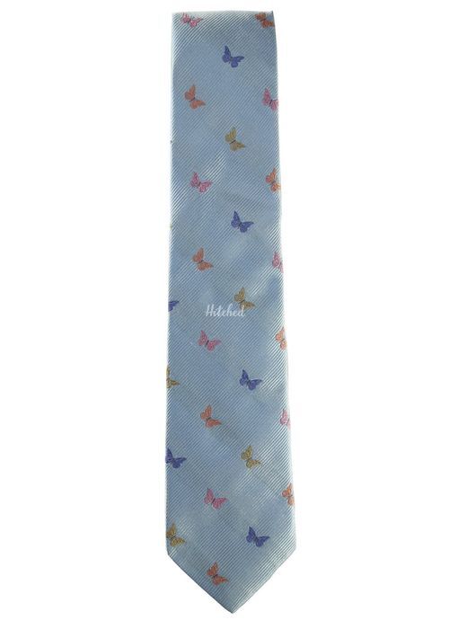 Silk Jacquard Tie Blue Butterflies, Favourbrook