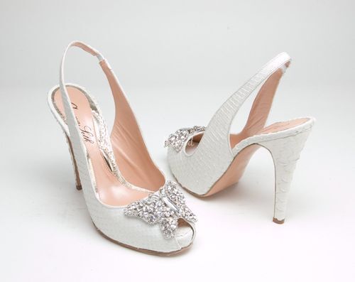 AS171 Farfalla Slingback White Snakeskin, Aruna Seth