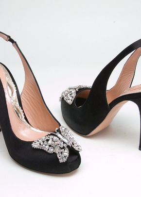 AS171 Farfalla Slingback Black Satin Wedding Shoes from Aruna Seth ...