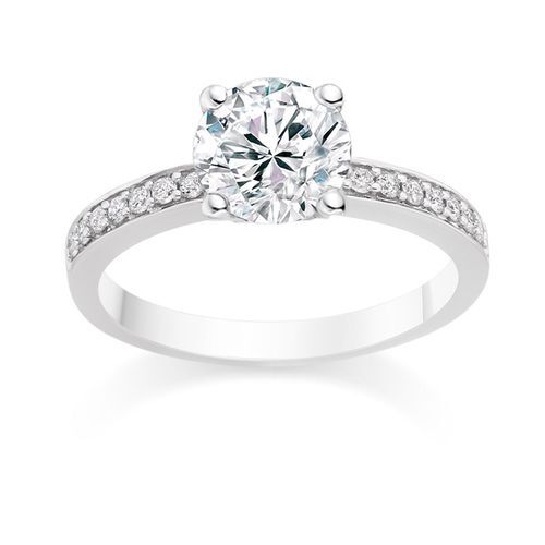 Round Cut 0.59 Carat Side Stones Engagement Ring in 18k White Gold 2, Diamond Manufacturers