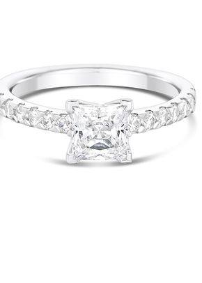 2mm Central Diamond 4 Claw Set with 2 Claw Diamond Shoulders Engagement Ring, Aurus