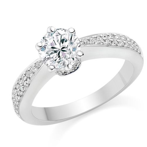 Round Cut 0.69 Carat Side Stones Engagement Ring 18k White Gold, Diamond Manufacturers