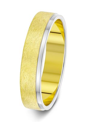 5mm Two Colour Ice Finish Step with Polished Edge Pattern Wedding Ring, Aurus