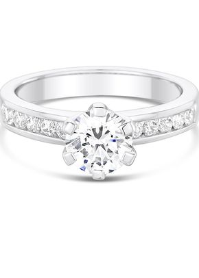 2.8mm 6 Claw Centre Setting with Channel Set Diamond Shoulders Engagement Ring, Aurus