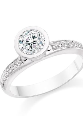 Round Cut 0.59 Carat Side Stones Engagement Ring 18k White Gold, Diamond Manufacturers