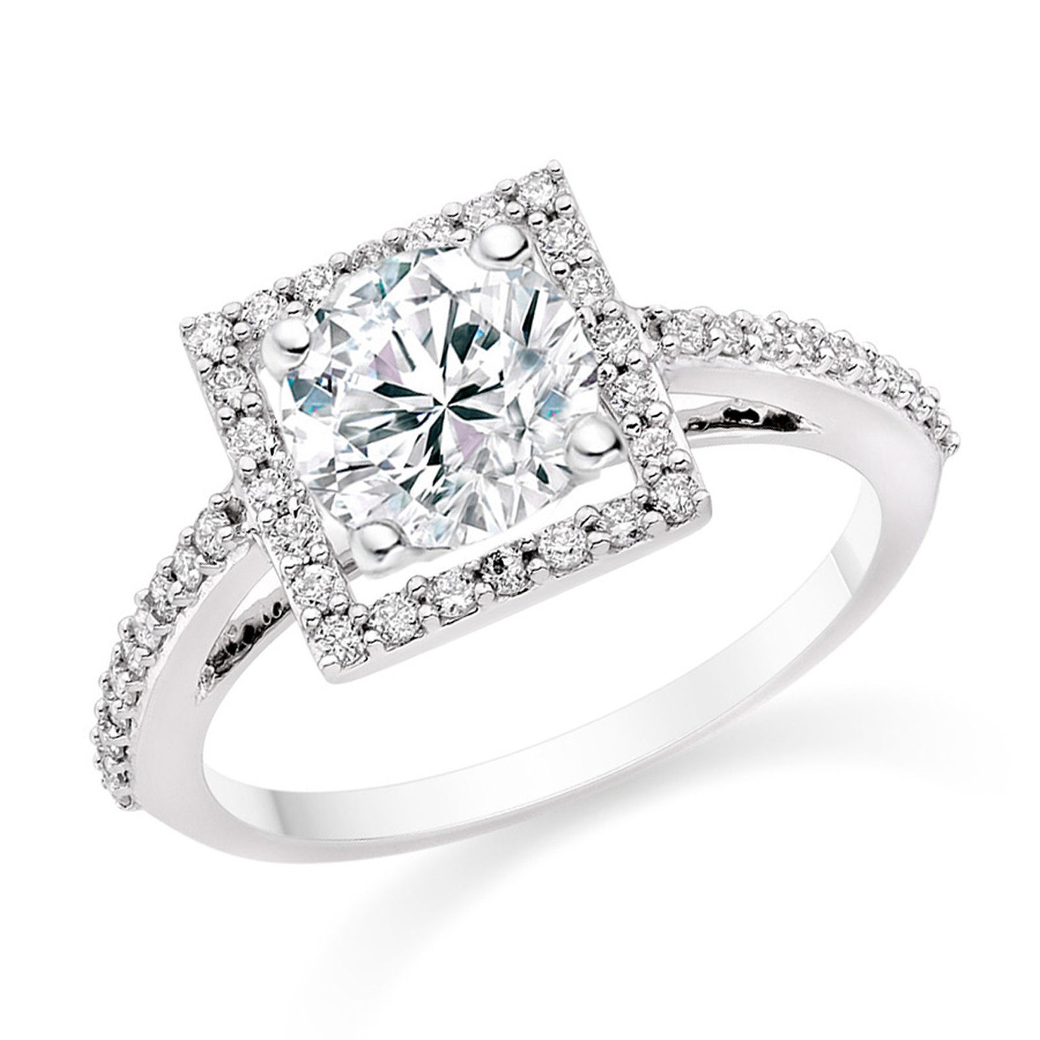 Round Cut 0.82 Carat Halo Engagement Ring with Side Stones