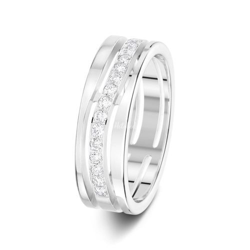 6mm 0.27ct Wavy Pierced Diamond Wedding Ring, Aurus