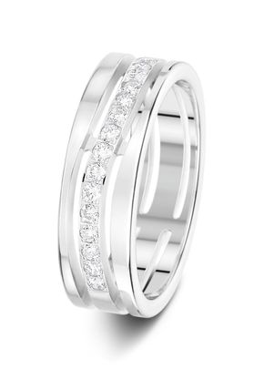 6mm 0.27ct Wavy Pierced Diamond Wedding Ring, Aurus