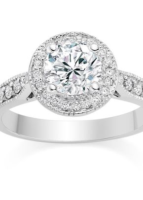 Round Cut 0.75 Carat Halo Engagement Ring with Side Stones 18k White Gold, Diamond Manufacturers