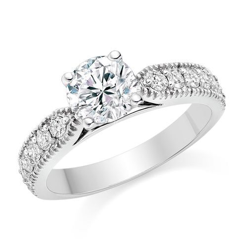 Round Cut 0.87 Carat Side Stones Engagement Ring in Platinum, Diamond Manufacturers
