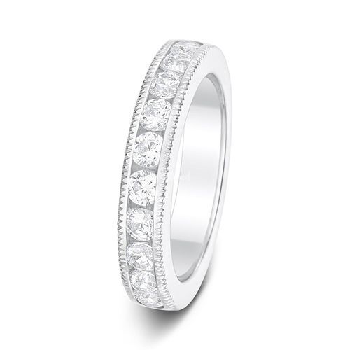 4mm 1.0ct Milgrain Edge Round Brilliant Diamond Wedding Ring, Aurus