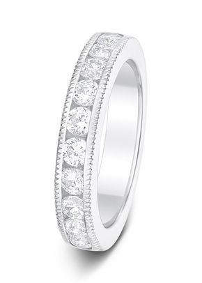 4mm 1.0ct Milgrain Edge Round Brilliant Diamond Wedding Ring, Aurus