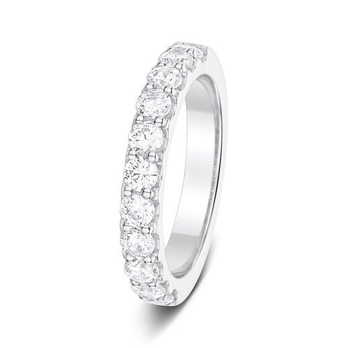 3.2mm 1.00ct 2 Claw Set Round Cut Diamonds Polished Half Eternity Ring, Aurus