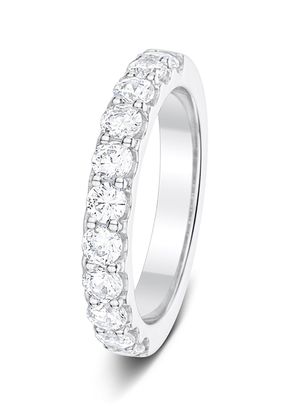 3.2mm 1.00ct 2 Claw Set Round Cut Diamonds Polished Half Eternity Ring, Aurus