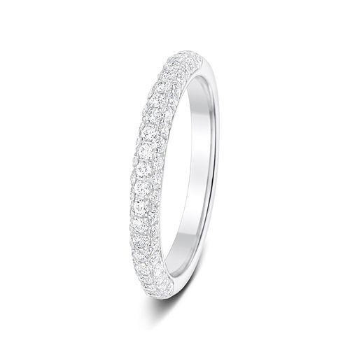 2.5mm 0.50 4 Claw Pave Set Round Cut Diamonds Polished Half Eternity Ring, Aurus