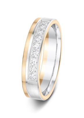 4.5mm 0.27ct Matt & Polished Split Two-Tone 1 2 Set Diamond Wedding Ring, Aurus