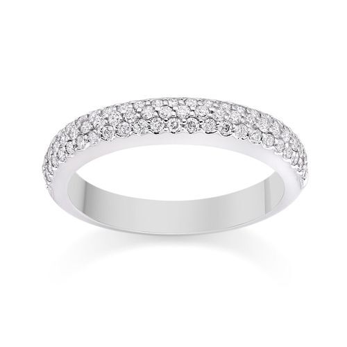 Pave Set Diamond Wedding Ring in 18k White Gold, Diamond Manufacturers