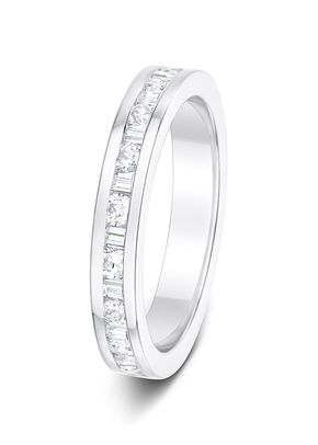 3.1mm 0.50ct Alternating Channel Set Round and Baguettes Cut Diamonds Polished Half Eternity Ring, Aurus
