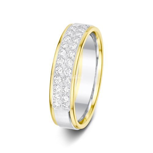 5mm 0.41ct Two-Tone Double Row Diamond Wedding Ring, Aurus