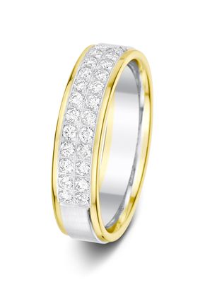 5mm 0.41ct Two-Tone Double Row Diamond Wedding Ring, Aurus