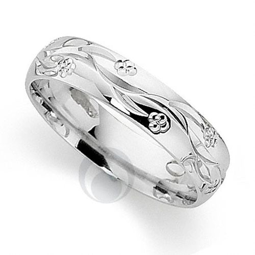 Flowered Design Platinum Wedding Ring, The Platinum Ring Company